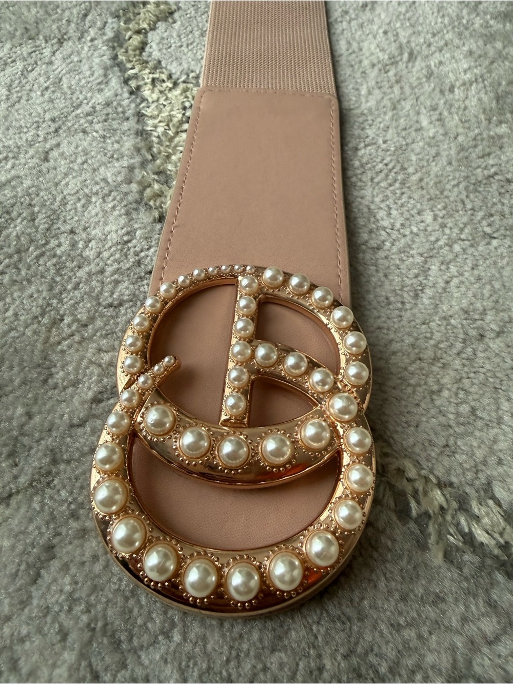 a new day Blush Elastic Belt with Pearl-Studded Gold Buckle